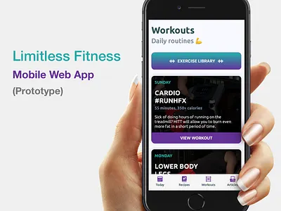 Limitless Fitness - Mobile Web App (Prototype) app fitness fitness app ios iphone mobile mobile product prototype web app design web design