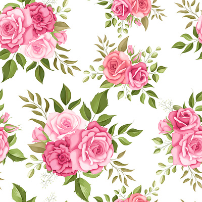 Beautiful flower seamless pattern background design elegant floral flower illustration nature spring template vector