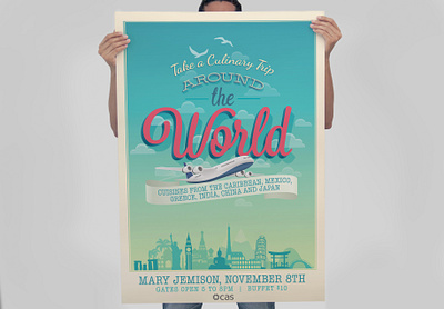 Around the World Event branding design illustration