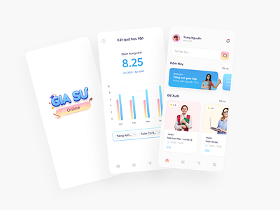 Online tutor app 3d app dashboard design design flat illustration illustrator typography ui