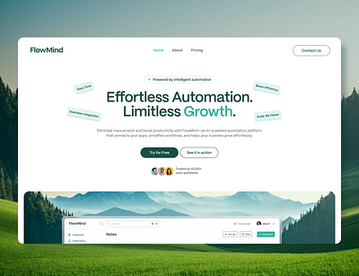 Flowmind Hero Section clean fintech hero section modern technology ui ux ux design web design