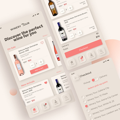 Winery Tour (shot 2) colorful colors design figma minimal mobile mobile app pastel ui