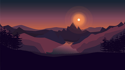 Sunset art ba2desin background beautiful design graphic illustration illustrator landscape landscape design landscape illustration mountain nature sunny sunny day sunset vector vector art vector illustration