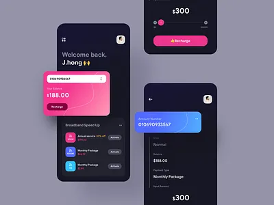 Broadband recharge service app apple balance black broadband card icons iphonex member mobile payment recharge service ui ux