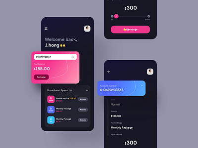 Broadband recharge service app apple balance black broadband card icons iphonex member mobile payment recharge service ui ux