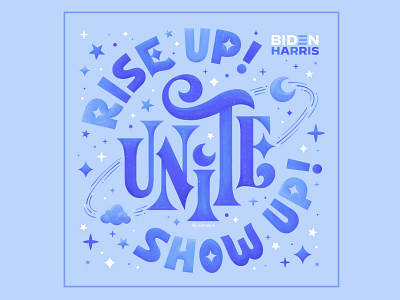 Rise Up Show Up Unite hand lettering poster design