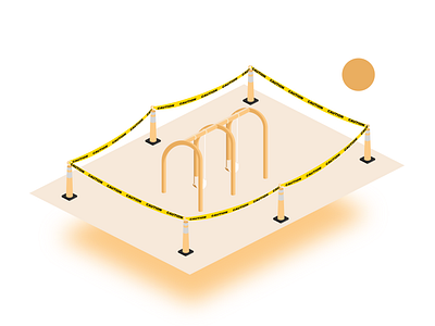 Day 9: Daily Illustration//No Fun Zone adobe adobe illustrator characterdesign characterillustration covid covid 19 covid19 design flat illustration illustration minimal playground socialdistancing swing set swings under construction