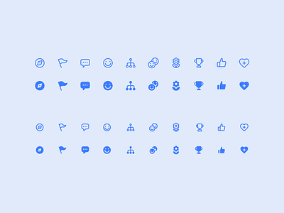 Engagement Metrics Icon Set compass engagement flag flower happy face hierarchy icon set iconography icons manager outline icons product icons solid icons team thumbs up trophy ui icons