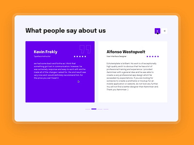 Testimonial color design feature grid grid layout homepage illustration image landing landingpage layout minimal purple testimonial ui uiux ux vector