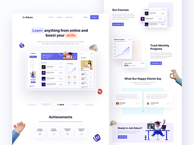 Educo - eLearning Dashboard Landing 2021 trend class course creative dashboard ui design flat landing page minimal school trendy typography ui uidesign ux web