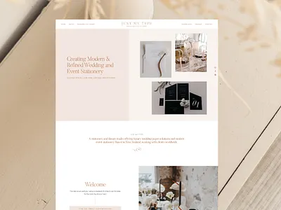 Just My Type Wedding Stationery Website branding design identity logo luxury mockup natural pink squarespace typography website