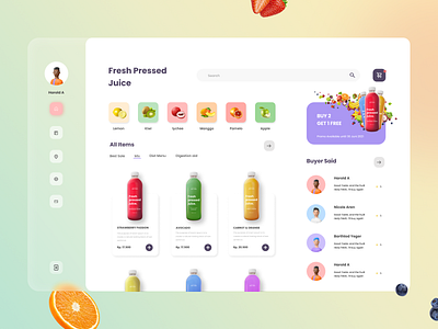 Fresh Juice Web Design beverage design branding dashboard delivery design drink ecommerce fruits header health illustration juice landing page ui ui ux ui design web design website