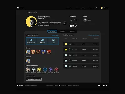 Gamer Profile - Web Version branding dark dark theme dark ui gamer landing page profile profile page ui ui design ux website