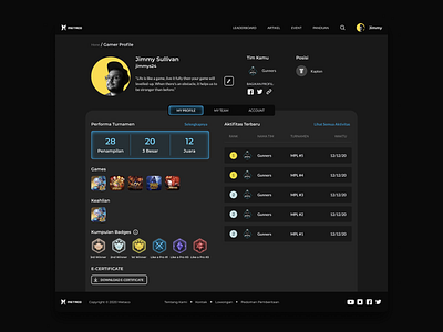 Gamer Profile - Web Version branding dark dark theme dark ui gamer landing page profile profile page ui ui design ux website