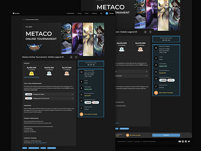 Tournament Detail - Web Version branding dark dark theme dark ui esport esports gamer tournament tournaments ui ui design uidesign ux website