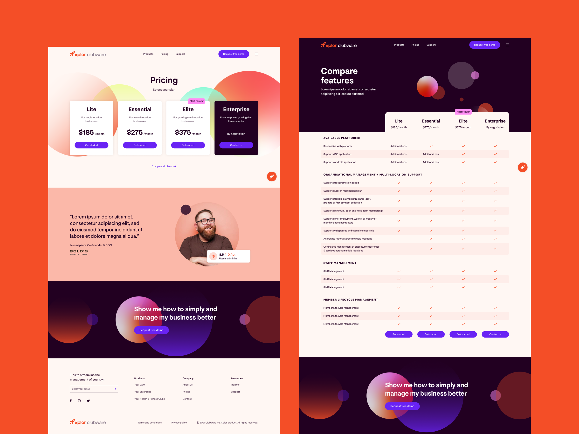 Website reskin | Clubware branding digital homepage ui website