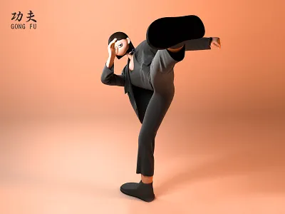 Kungfu 3d art c4d illustration kicking man 设计