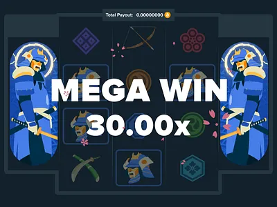 Blue Samurai Slots bitcoin casino crypto design easygo gamble game illustration japan samurai slots vector