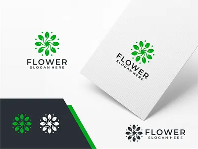 Leaf Flower Logo Design Template app beauty branding decoration design floral flower geometric graphic green icon identity design illustration inspiration internet leaf logo modern tech design vector