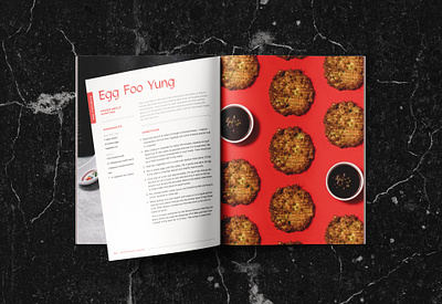 Chinese Cookbook Spread asian book chinese chinese new year cookbook graphic layout marble modern recipe red restaurant spread