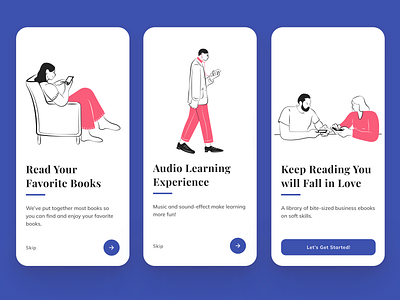 E-Book Onboarding Screen dailyui ebook ebook app illustraion login mobile app ui onboarding screen shot ui ux walkthrough screen