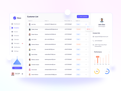 Customer List b2b clean customer list customers dashboard gui gui design interface interface design minimal saas ui ui design user interface web app