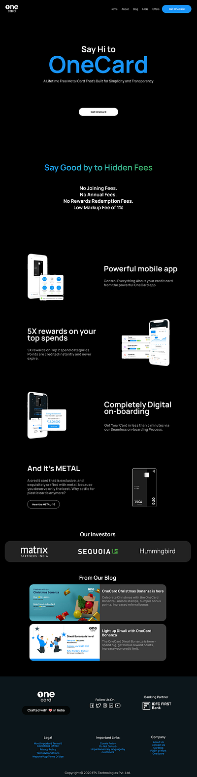 OneCard Landing Page app bank bank app credit card creditcard design finance landing landing design landing page landing page design landingpage metal card onecard web design website