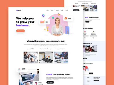 Digital Agency Landing Page Design design dribbble illustration landing design landing page landing page design web designer web development company in usa website builder website concept website design website design company website development