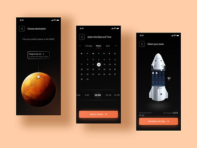 Mars Booking Tickets design minimal app design minimalist ui ui ux uidesign uiux ux ui