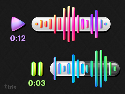 popsicles waves app audio audio app audio player dark app dark theme dark ui glassmorphism glassy graphs message app messages messaging messenger pause play player skeuomorph ui vector