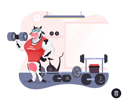 a muscular cow in a flat illustration style ecommerce shop flat flat design flat design flat illustration flatdesign illustration illustrator mascot character vector vector art vector illustration vectorart