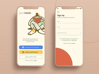 Daily UI Challenge - DAY 1 #DailyUI amazon books design goodreads login onobarding reading app signup ui