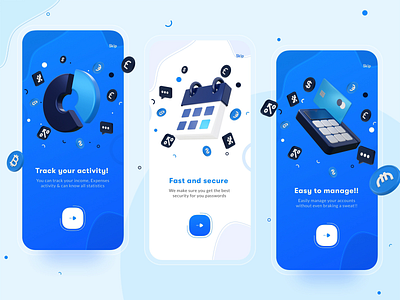 Management Mobile App - Onboarding with 3D 3d 3d animation 3d art after effect animation app animation app interaction app interface app motion clean ui design designs logo mobile motion motion design ui ui ux ui design