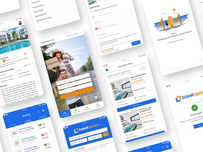 TravelSquare Mobile App - Homepage app design blue booking app branding clean design clean ui design figma hotel booking illustration mobile mobile app mobile app design mobile design mobile ui travel agency travel app traveling ui ux