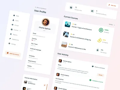 Education Platform Dashboard app daily ui dashboard design education gradient learn light menu minimal platform saas simple training ui user ux