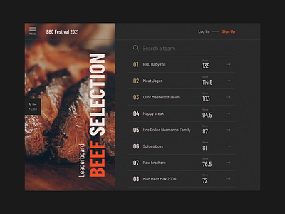 019 - Leaderboard barbecue competition concept daily ui challenge dailyui design inspiration inspiration web design interface meat ui web