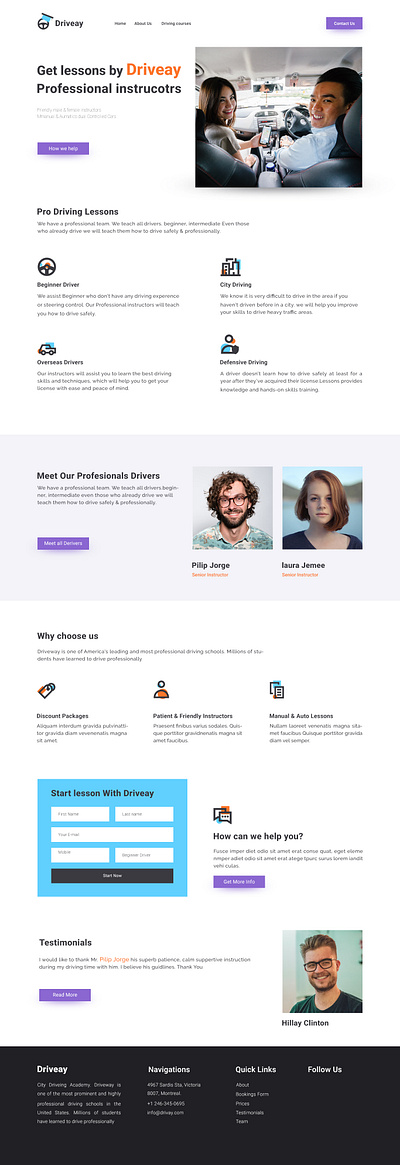 Driving School Web Design brand branding graphic design icon illustrator logo typography ui ux web web design