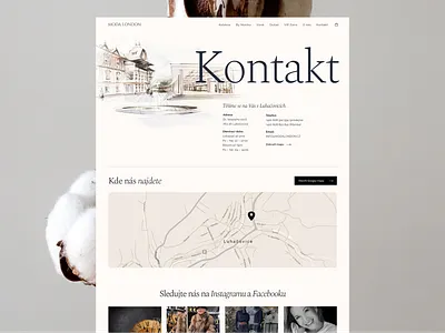 Contact page for Modalondon beige boutique brown clean contact contact page design fashion femine illustration map serif store subpage subtle ui web webdesign website woman
