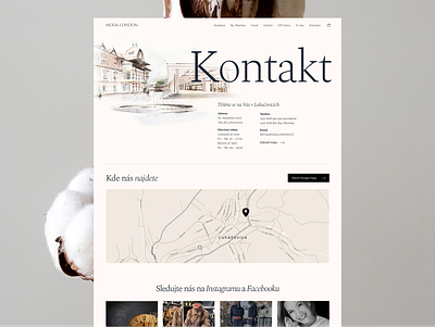 Contact page for Modalondon beige boutique brown clean contact contact page design fashion femine illustration map serif store subpage subtle ui web webdesign website woman
