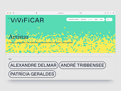 ViViFiCAR Website - Artist Index Page 💻 animation art artist motion graphics photography product service typography ui ux