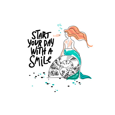 Mermaid quote 4 cartoon character flat illustration quote sticker typography vector