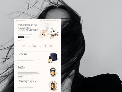 Eshop Niche-parfemy.cz branding clean design ecommerce eshop femine feminine homepage illustration landing page perfumes serif store typography web webdesign