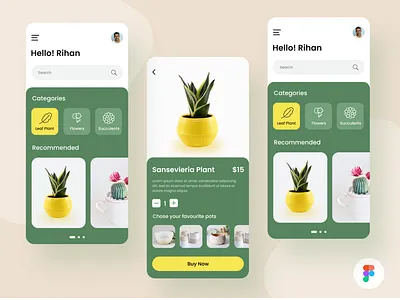 Plant shop App Design UI (Figma) design illustration logo ui website