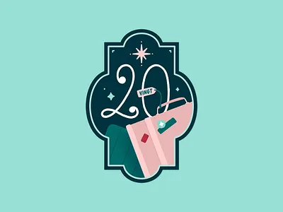Advent Calendar - Day 20 badge illustration luggage suitcase travel typography