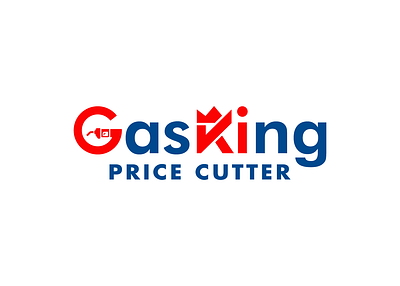 GasKing abstract art blue and red brand branding gas gas station identity king lgoo g minimal price red typography vector