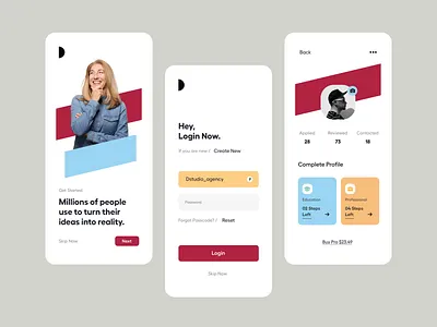 Mobile App - Onboarding androind app design app login app onboarding app store apps hiring app ios mobile app mobile app design mobile app development mobile apps mobile ui play store product product design profile setting typography