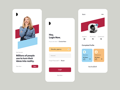 App UI app ui clean ios app job app login login form login page login screen mobile app design mobile ui product design profile sign up sign up screen ui ui ux user experience user experience design user interface ux