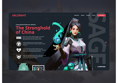 Sage - Valorant design figma game game art riotgames riotvisualdesign sage sentinel web design webdesign website website concept website design websites wordpress