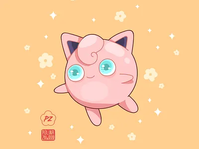 Jigglypuff character character design cute design flower illustration japan jigglypuff pokeball pokemon pokemongo vector
