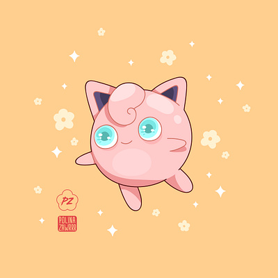 Jigglypuff character character design cute design flower illustration japan jigglypuff pokeball pokemon pokemongo vector
